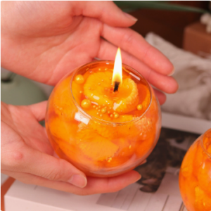 Jelly Orange Shaped Scented Candle, Realistic Fruit Aromatherapy Candle, Long Lasting Soy Wax Home Decor Candle for Bedroom Living Room