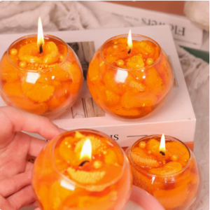 Jelly Orange Shaped Scented Candle, Realistic Fruit Aromatherapy Candle, Long Lasting Soy Wax Home Decor Candle for Bedroom Living Room