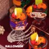 Halloween Themed Scented Candle, Pumpkin Ghost Soy Wax Aromatherapy Candle, Spooky Home Decor Gift for Trick or Treat Party