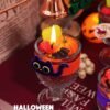 Halloween Themed Scented Candle, Pumpkin Ghost Soy Wax Aromatherapy Candle, Spooky Home Decor Gift for Trick or Treat Party