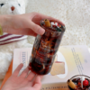 Ins Style Letter Print Glass Tumbler, Heat Resistant Iced Coffee Cup, Clear Drinking Glass for Home Office