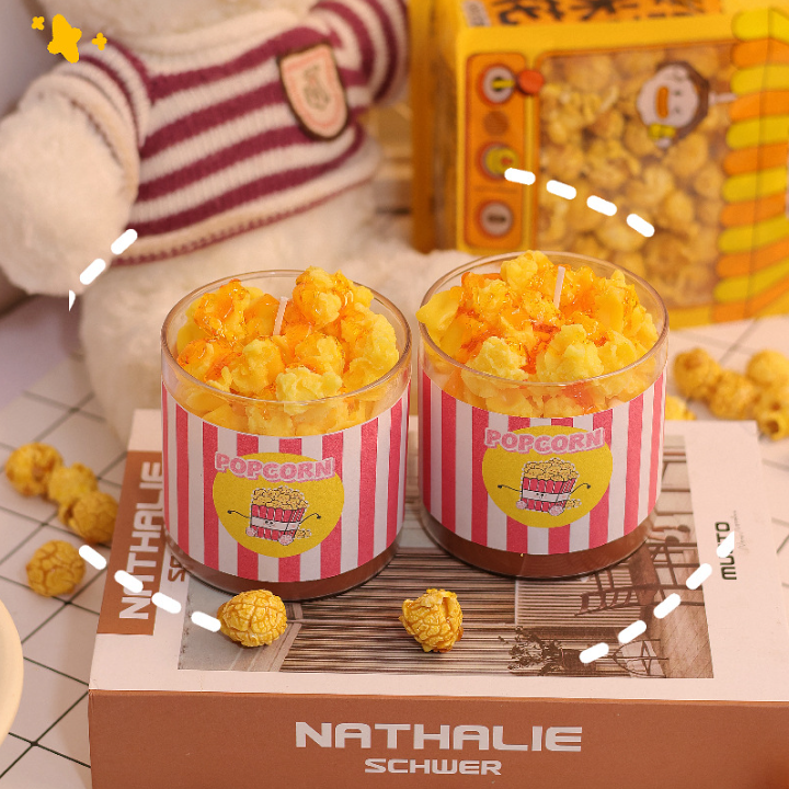 Popcorn Shaped Scented Candle, Hand Poured Natural Soy Wax Aromatherapy Candle, Fun Home Decor Gift Popcorn Shaped Scented Candle, Hand Poured Natural Soy Wax Aromatherapy Candle, Fun Home Decor Gift