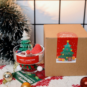 Christmas Gnome & Tree Scented Candle, Hand Poured Natural Soy Wax Aromatherapy Candle, Holiday Home Decor Gift
