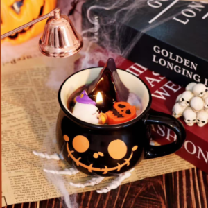 Halloween Witch Cauldron Scented Candle, Hand Poured Natural Soy Wax Aromatherapy Candle, Spooky Holiday Home Decor Gift