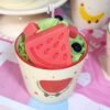 Cute Watermelon Croissant Dessert Candle, Funny Cartoon Aroma Candle, Cozy Kawaii Kitchen Decor